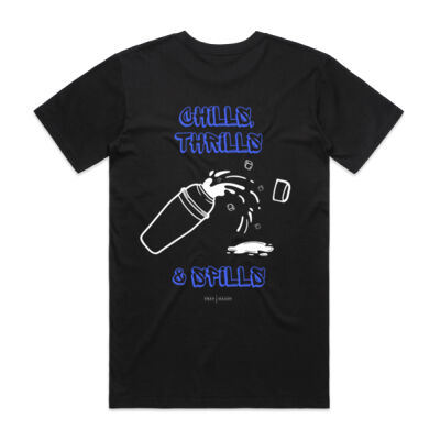 Chills, Thrills and Spills Black Tee Thumbnail
