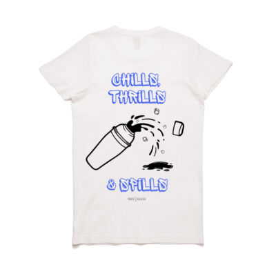 Chills, Thrills and Spills Women's White Tee Thumbnail