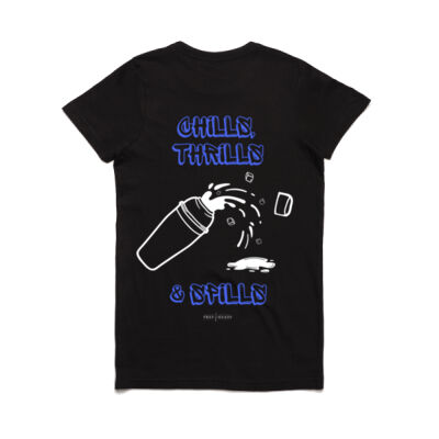Chills, Thrills and Spills Women's Black Tee Thumbnail